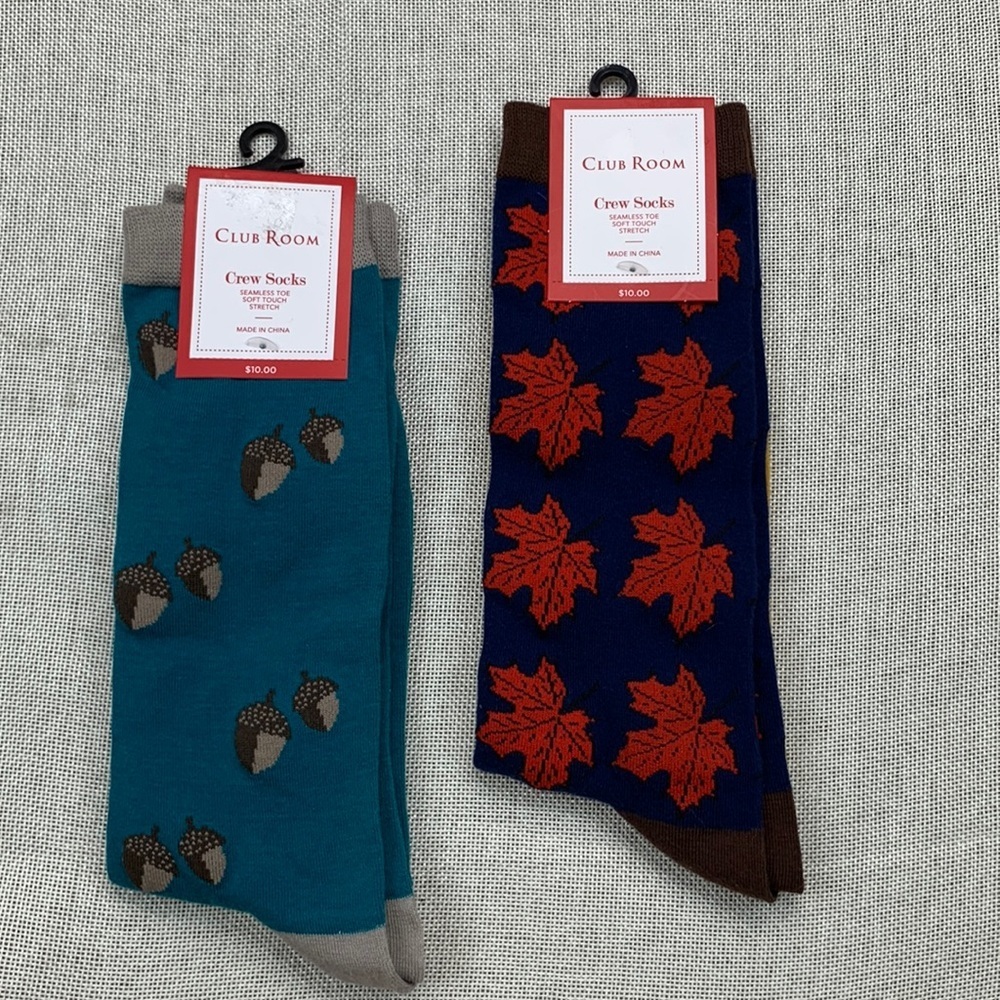 Club Room Men's Printed Long Crew Socks
